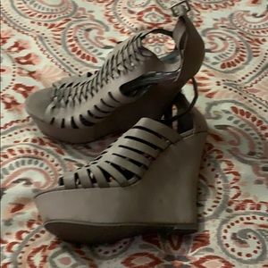 Beige wedge shoes